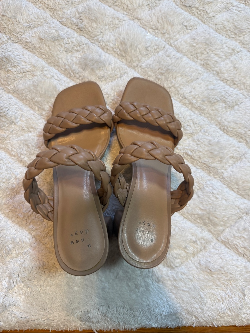 a new day Braided Double-Strap Slide Sandals in Tan